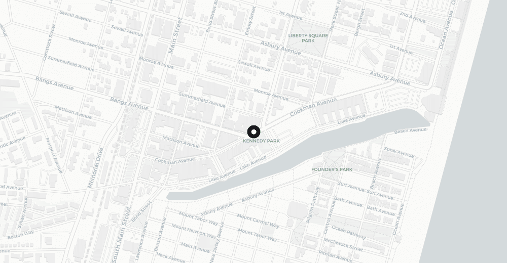 Map showing Asbury Park Watches at 511 Cookman Ave, Unit 101, Asbury Park, NJ 07712
