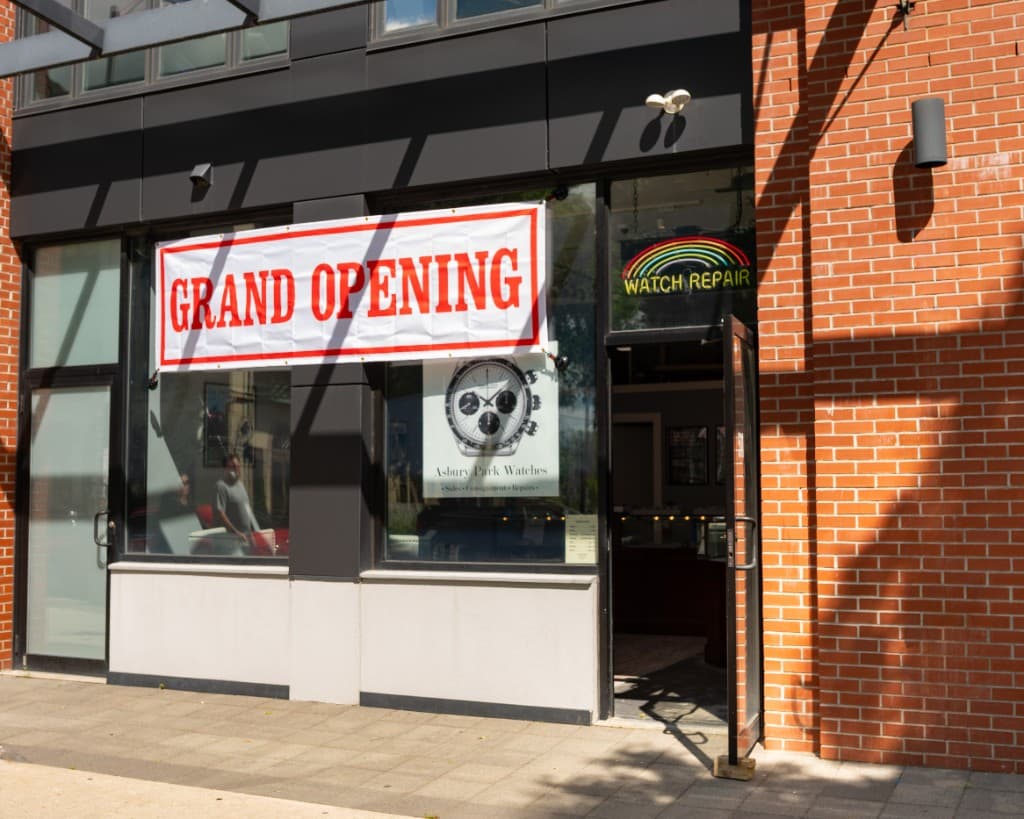 The Asbury Park Watches storefront at 511 Cookman Ave Unit 101, Asbury Park, NJ 07712, on opening day