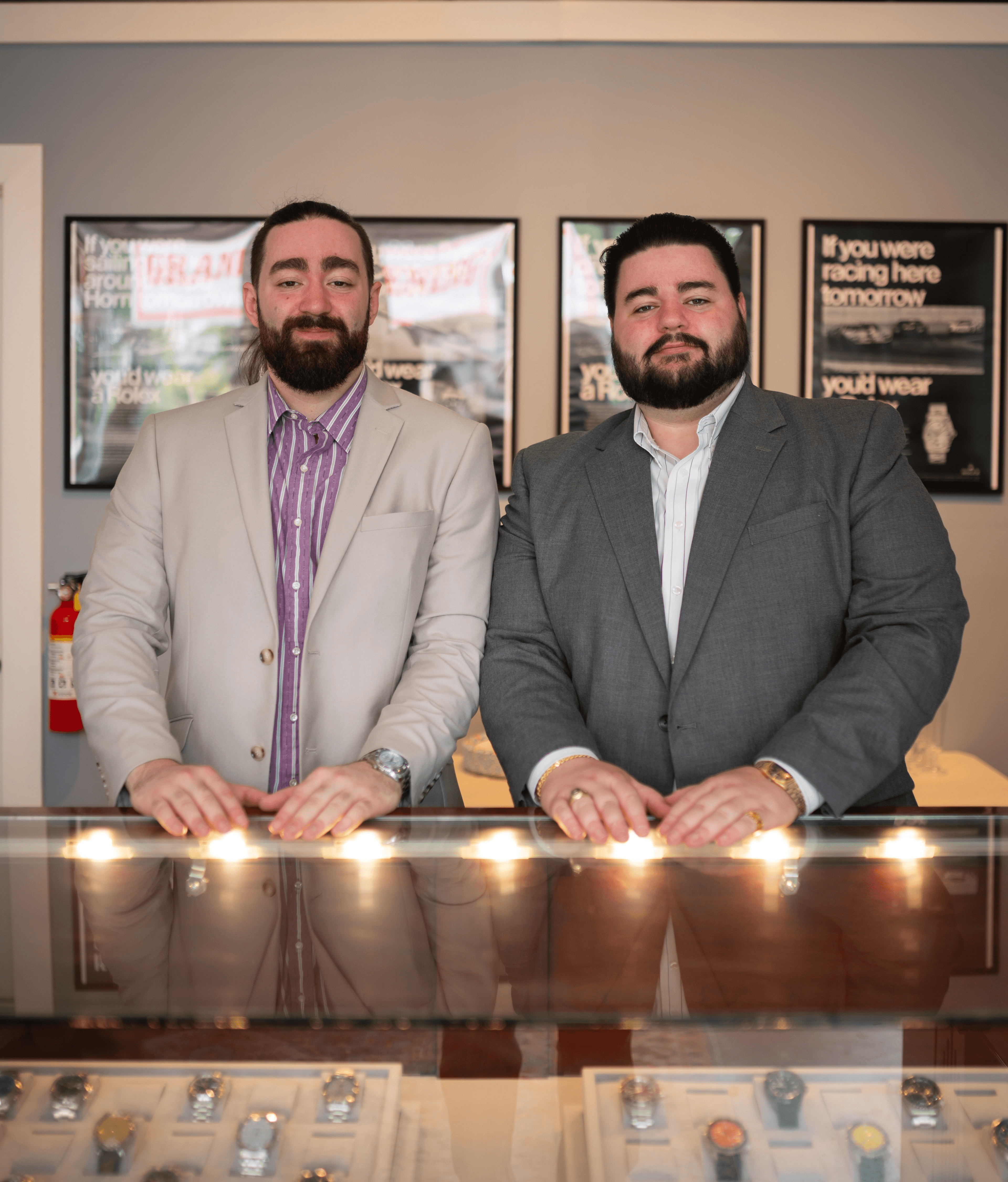 Brothers Vincent and Sam Campanile behind the counter at Asbury Park Watches, 511 Cookman Ave, Asbury Park, NJ